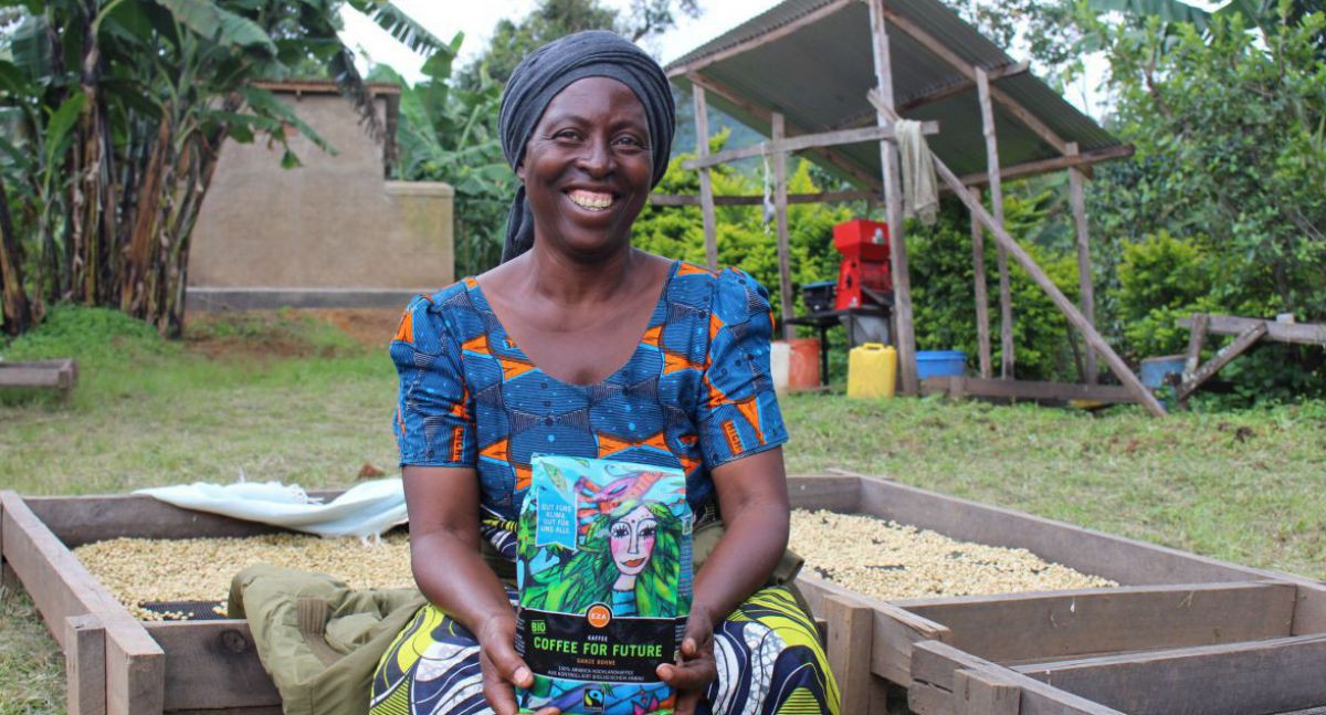 Kaffeebäuerin der Bukonzo Joint Cooperative, Uganda