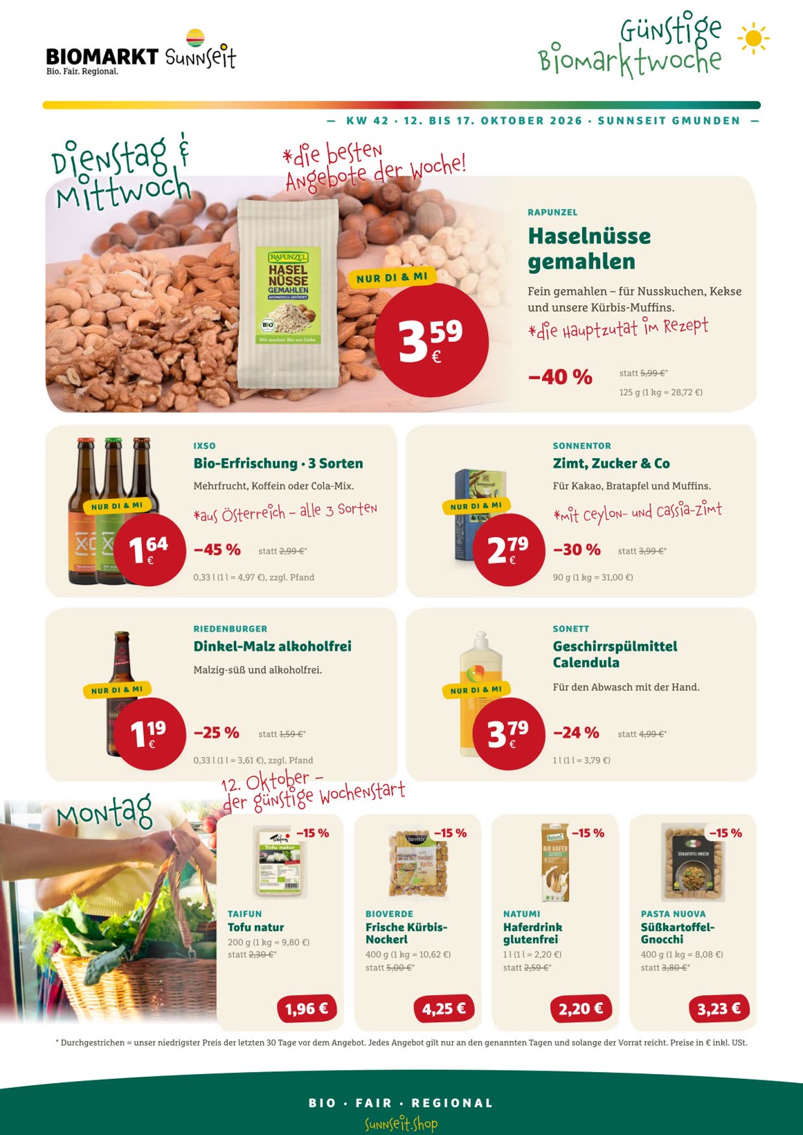 Flyer Günstige Biomarktwoche KW 42, Seite 1